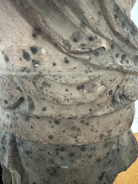 Image 1 of Monumentale, handgeschnitzte chinesische/südostasiatische Tempelstatue aus Holz – Polychromie – 128 cm (Guanyin/Bodhisattva)