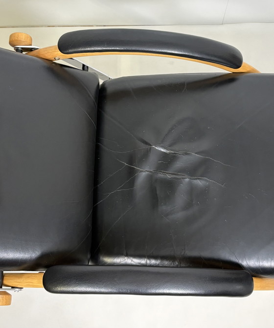 Image 1 of Vintage Scandinavisch design leesstoel / fauteuil Optima Ingmar Relling voor Westnofa zwart leer houten frame