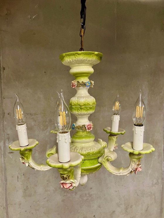 Image 1 of 🇮🇹 Porzellan-Kronleuchter im Capodimonte-Stil