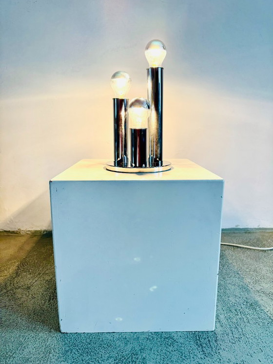 Lampe de table tubulaire chromée modèle V3300/03 par Hustadt Leuchten, Allemagne, années 1970 – polished steel (photo 3 of 6)