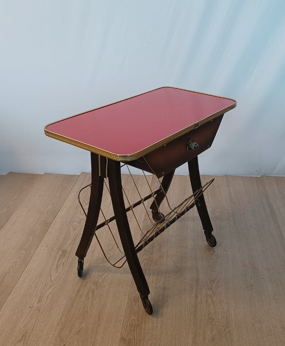 Tavolino/portariviste anni Cinquanta – Tavolini, Metallo, Legno (photo 7 of 9)