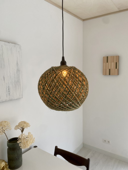 Vintage ‘sisal’ hanglamp jaren ’70