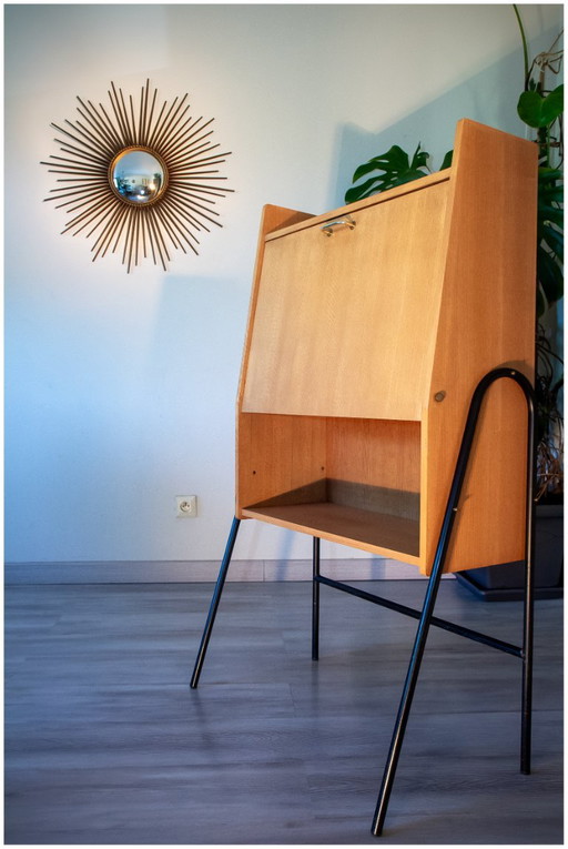 Magnifica scrivania-sedia degli anni '50 di Jacques Hitier. – bureau, Iron, Wood (photo 2 of 5)