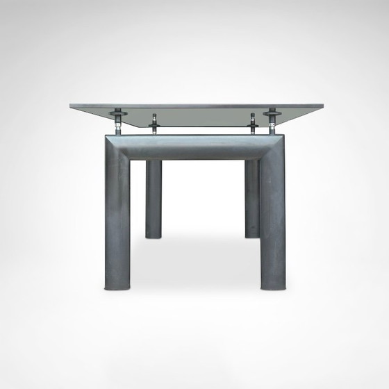 Image 1 of Table de salle à manger LC6 en verre et métal, conçue par Le Corbusier et al. pour Cassina, années 1990