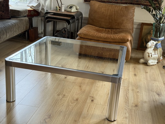 Image 1 of Table basse en aluminium style Metaform | Design moderne néerlandais | 100×100 cm | Années 1970