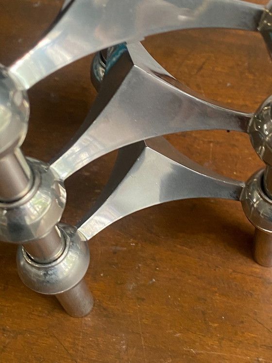 Set van 3 S22 kandelaars en 9 verstelbare NAGEL kaarsen, vintage jaren 70, originele doos (photo 12 of 20)