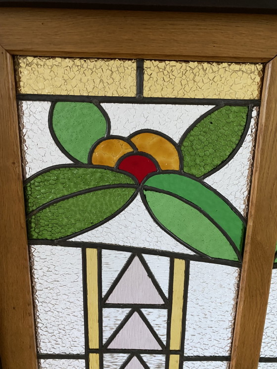 Glas In Lood Roomdivider 1920 Uit Stoomtrein Station Uit Veghel – art deco, Kamerschermen, Wood (photo 4 of 8)