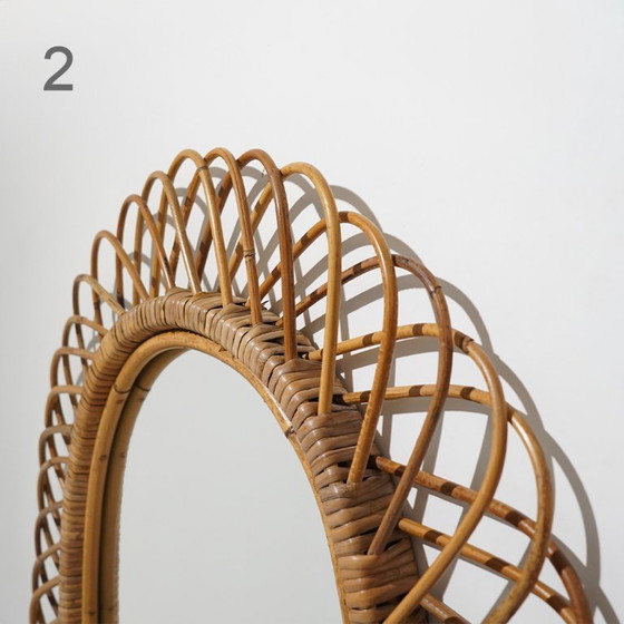 Wall Mirror With Rattan Frame, 1950s – Glass (photo 13 of 15)