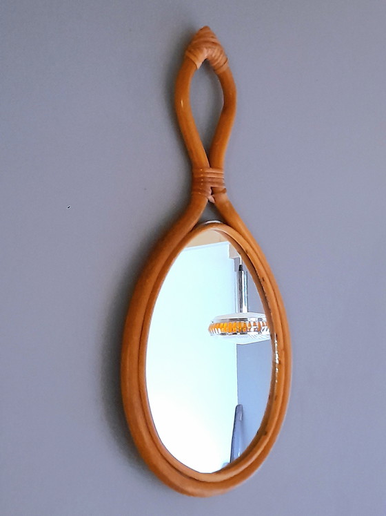 Image 1 of Specchio in rattan a forma di goccia, 1960