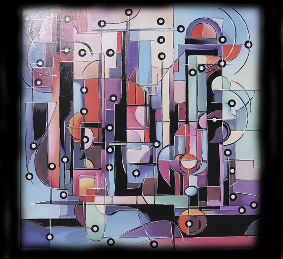 Image 1 of Cubism A1291 - Abstract Painting on Large Canvas