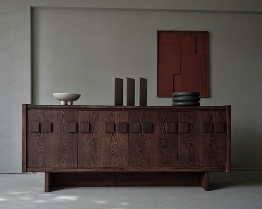 Remus - Brutalist sideboard in wenge wood, midcentury redesign