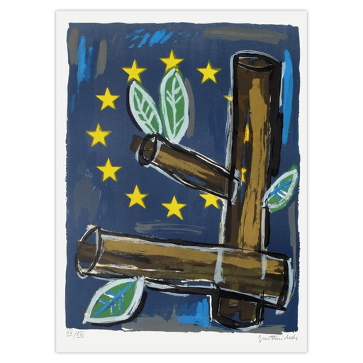 Lithographie signée de Gast MICHELS Pax Europa, 1989