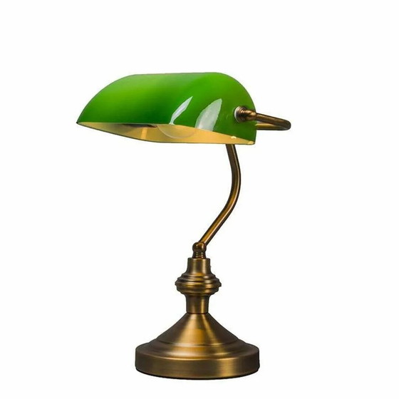 Lampada da scrivania Notary da banchiere ottone opaco, Lampade da tavolo, Metallo, Vintage (foto 4 di 9)