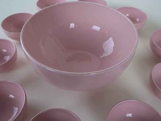 Image 1 of Set di ciotole in ceramica rosa, design francese, anni '80, prodotte in Francia