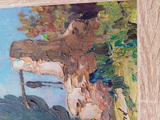 Image 1 of Antiek olieverfschilderij op paneel, Provençaals landschap, P. Durand, jaren 1940-1950