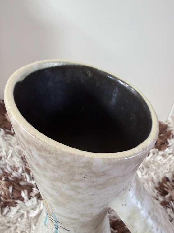 Vaso in ceramica vintage della Germania Ovest con manico, decoro grafico, 38 cm, Scheurich W-Germany, Vasi (foto 10 di 14)