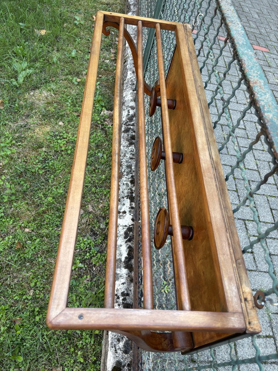 Vintage Houten Wandkapstok met Hoedenplank 90 Cm Mid Century – Wandrek, Wood (photo 4 of 10)