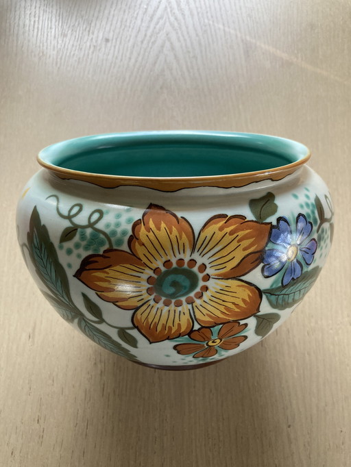Pot de fleurs antique plaqué or