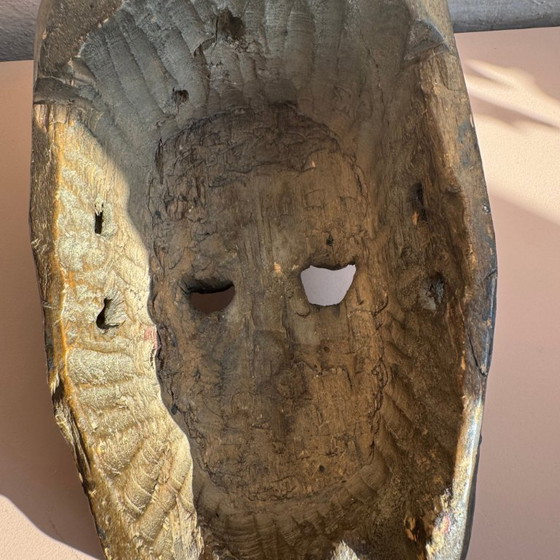 Image 1 of Masque himalayen expressif - Bois sculpté à la main - Objet rituel chamanique - Népal ou Inde du Nord - 20e siècle