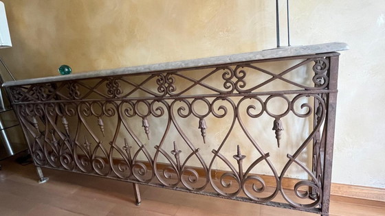 Image 1 of Balcony railing console, late 19th century, with grey marble top