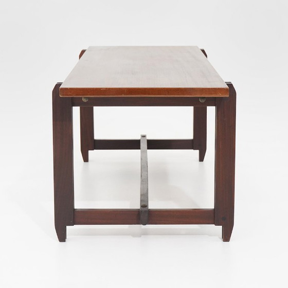 Image 1 of Rechthoekige teakhouten salontafel, jaren 60