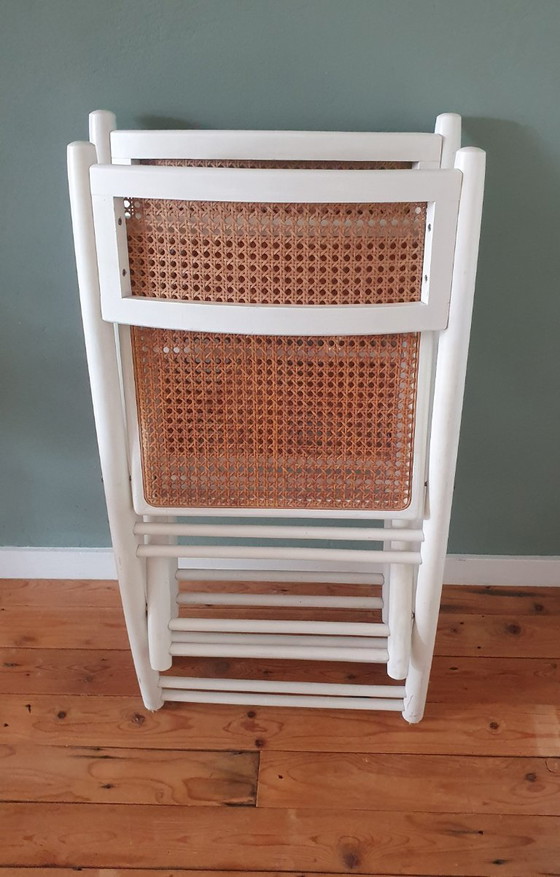 Image 1 of Set of 2 White Design folding chairs with cane / webbing upholstery