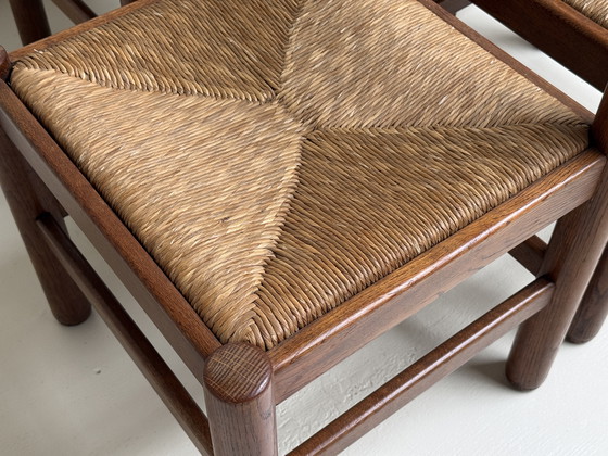 Image 1 of 4 x Vintage Eetkamerstoelen 1960s | Vico Magistretti | Eiken