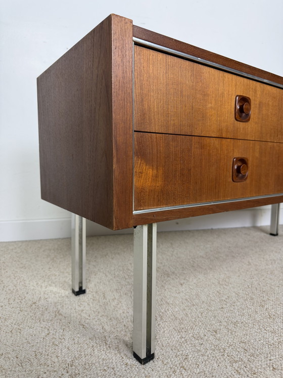 Credenza bassa vintage con 4 cassetti – anni '70 – Credenze, Wood (photo 11 of 13)