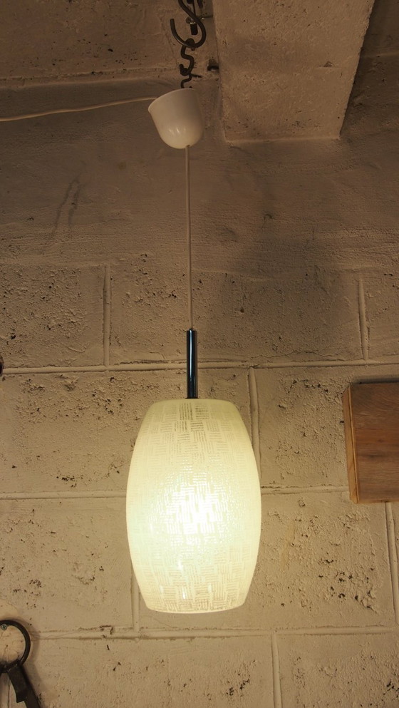 Image 1 of Lunel Pendant Light Frosted Glass Lantern Mid Century French Ceiling Lamp Style Vintage Geometric Lighting
