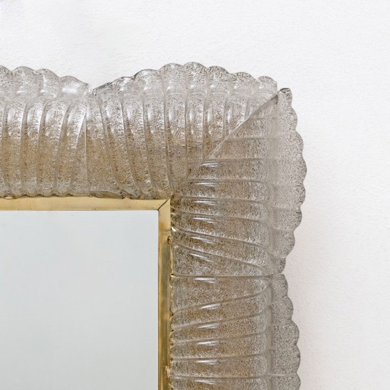 Image 1 of Mid-century Modern Italian Sculptural Backlit Mirror in Murano Glass and Brass
