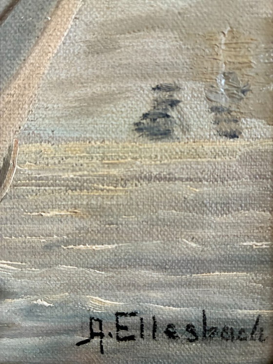 Vintage Signed Sailing Ship Seascape Oil Painting – Paintings & Drawings, Canvas (photo 4 of 13)