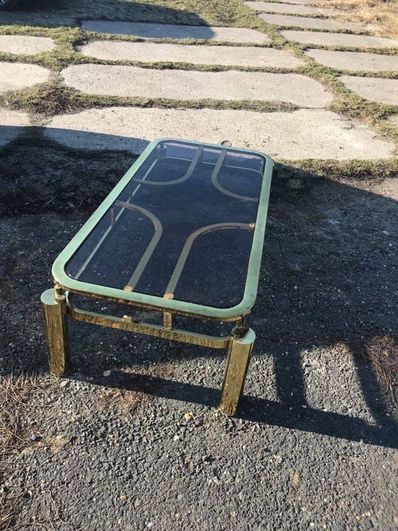 Table Basse Vintage en Laiton, Années 1970 – Livres d'art, Verre (photo 7 of 11)