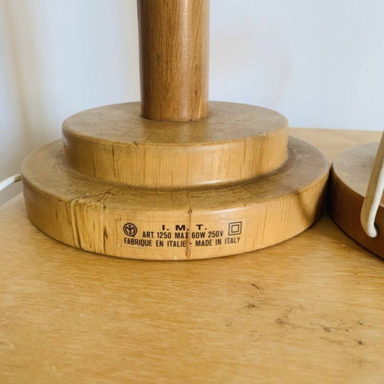 Image 1 of Paire de lampes vintage I.M.T. en bois années 70/80