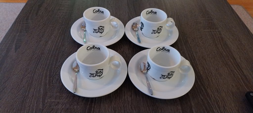 Super rare Cafe Cobra espresso set 4 pieces cup and saucer Guillaume Corneille founder of the CoBrA group