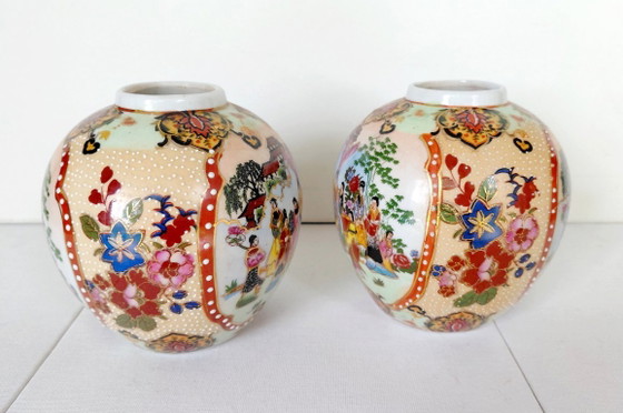 Chinese Ginger Jars Satsuma Style Geisha Decor 70s/80s – Chinoiserie, Vases, Porcelain (photo 3 of 10)