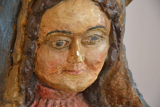 Image 1 of Groot Maria beeld van rond 1920 - Papier Marche