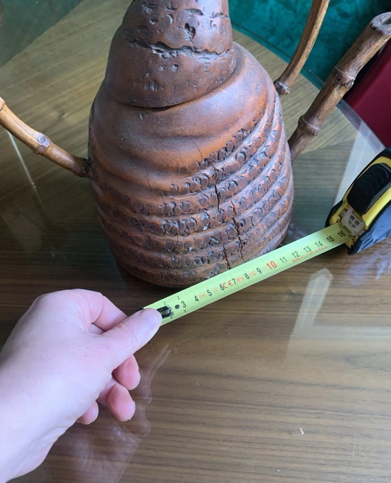 Zeldzame theepot van gesneden bamboewortel - Meiji-periode - eind 19e/begin 20e eeuw – Beeldhouwkunst (photo 12 of 13)