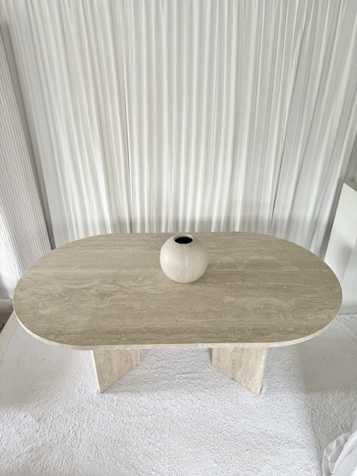 Travertin ovale eettafel