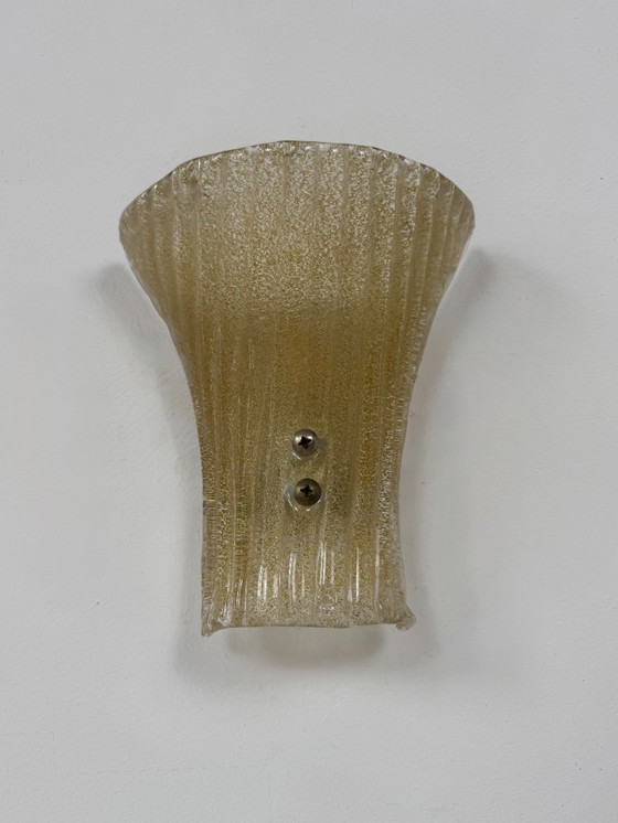 Image 1 of Coppia di applique da parete vintage in vetro di Murano stampato e pressato, Italia, 1980