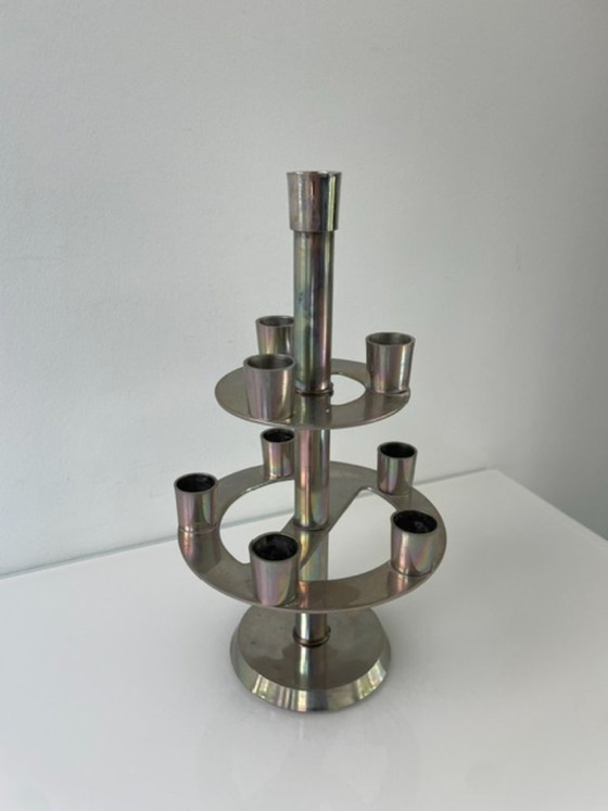 Image 1 of Kandelaar 9 kaarsen etagere metaal 30 cm