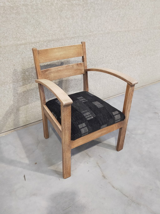 Wooden Armchair With Fabric Seat