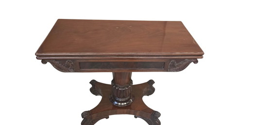 Image 1 of Antiker Mahagoni-Federbuch-Spieltisch