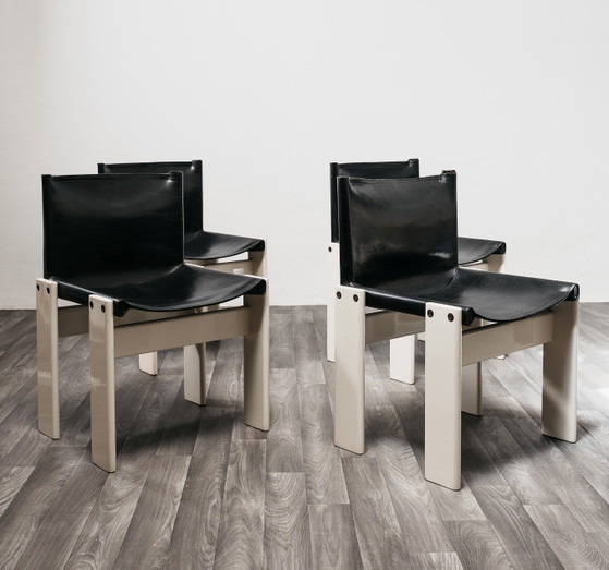 Image 1 of Set aus 4 „Monk“-Stühlen von Afra & Tobia Scarpa, Molteni&C, Rare Edition, Design der 1980er Jahre