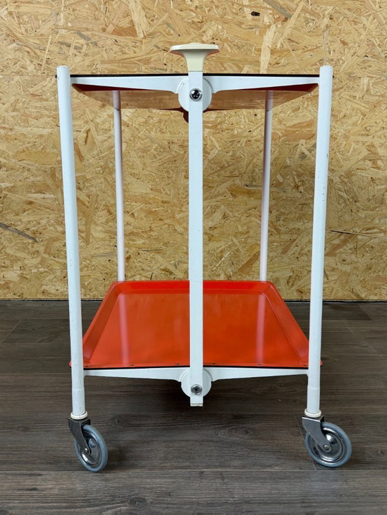 Image 1 of 60er 70er Jahre Servierwagen Dinett Beistelltisch Orange Space Age Design