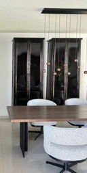 2 x Oriental tall storage cabinets (black, high gloss)