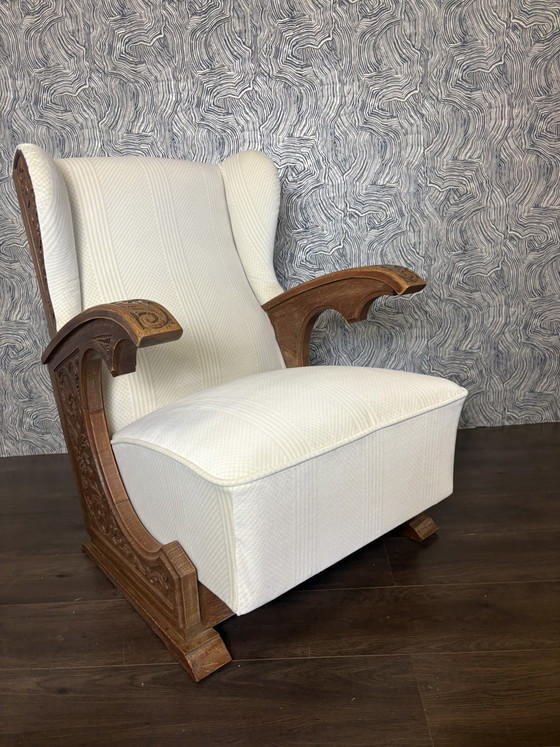 Poltrona Classica, Poltrona a Orecchioni Vintage – Poltrone, Textile, Wood (photo 2 of 6)