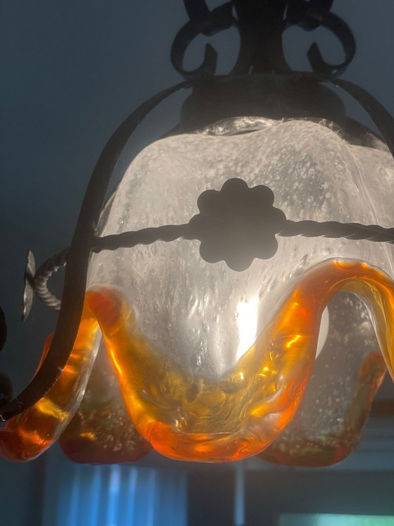 Image 1 of Vintage pendant lamp, Brutalist style, very likely Mazzega
