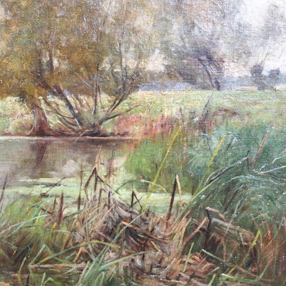 Image 1 of Landscape with Swans, Oil Painting on Canvas, English School, 19th Century