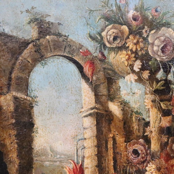 Image 1 of Antique Still Life Painting, Oil on Canvas, Italy 19th Century