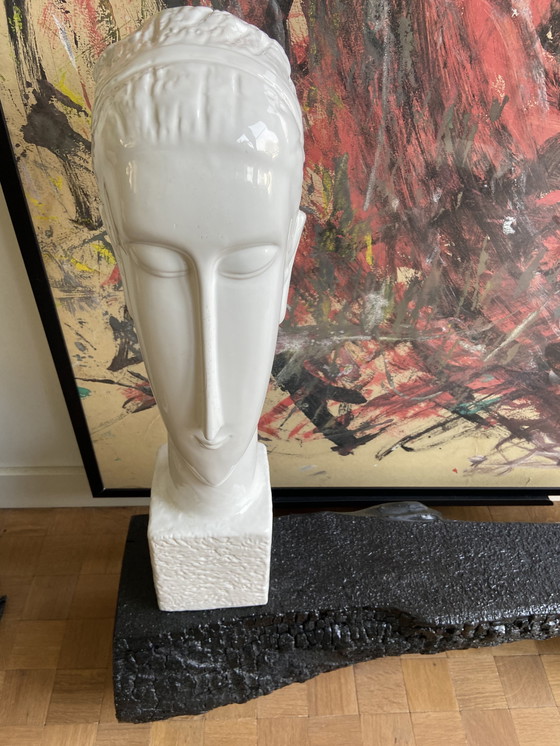Image 1 of Buste beeld à la Modigliani, Brancusi en Afrikaanse beeldhouwkunst 